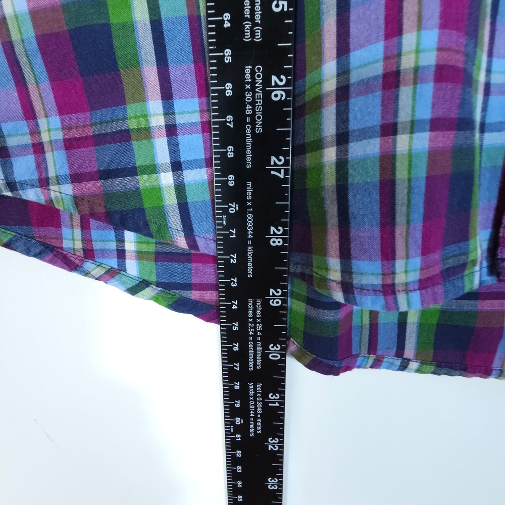 Chaps Plaid Shirt Mens Large Purple Green Skate Streetwear Button Down Easy Care - Picture 6 of 7